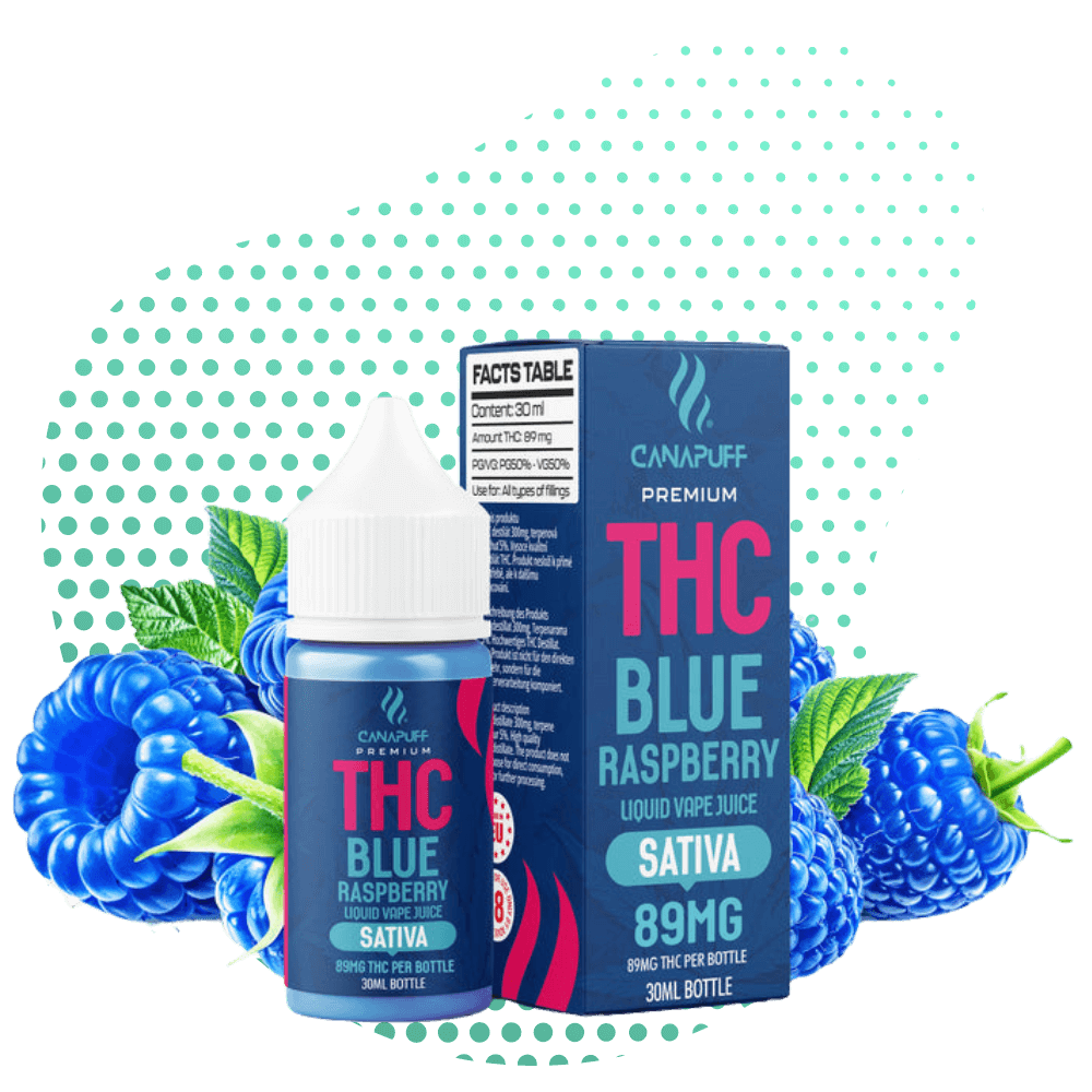 THC Liquid 89mg - Blue Raspberry - 30ml Canapuff